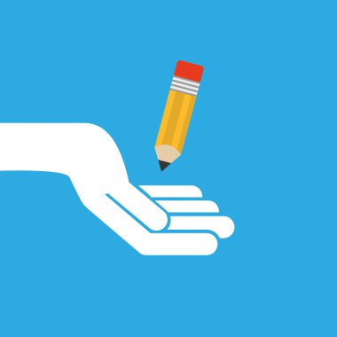 elini tut izole simgesi smartphone ve kalem tasarım düz