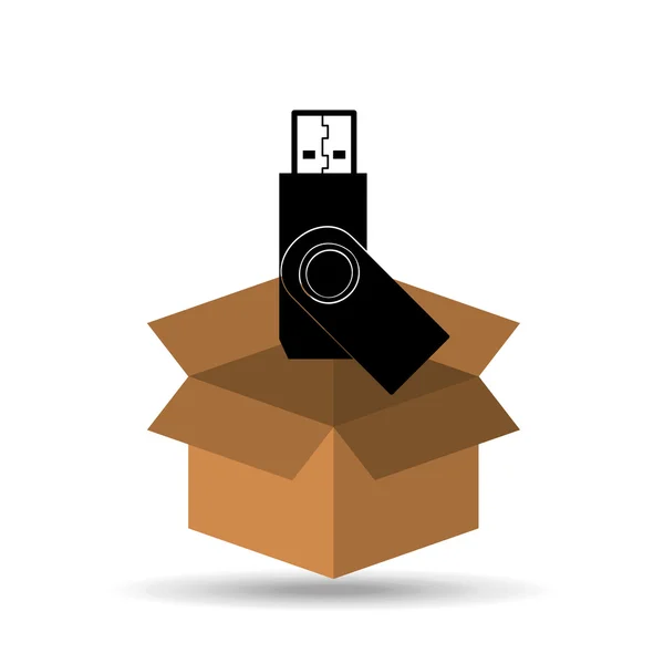 Clé USB design icône noire — Image vectorielle