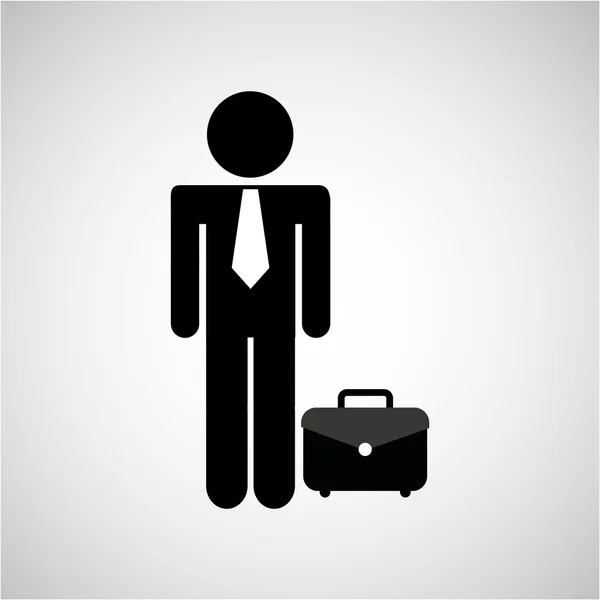 Uomo silhouette business e portafoglio cartella icona di design — Vettoriale Stock