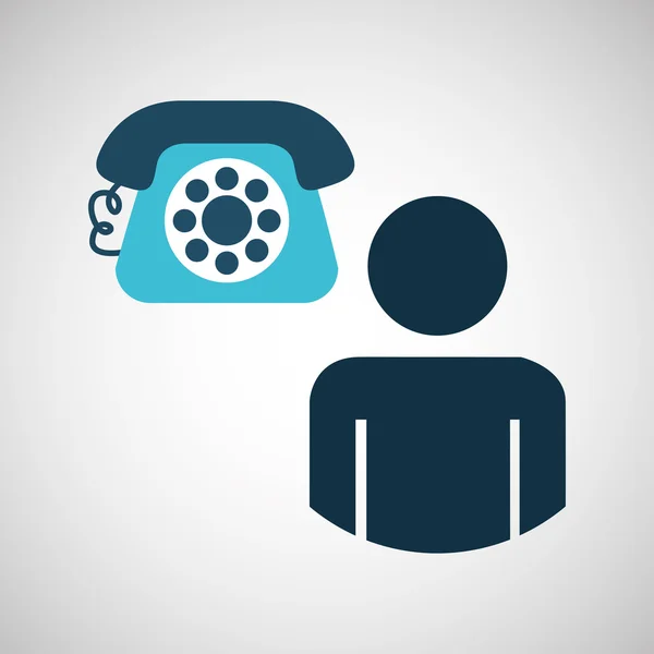 Silhouette bleu homme téléphone appel design icône — Image vectorielle
