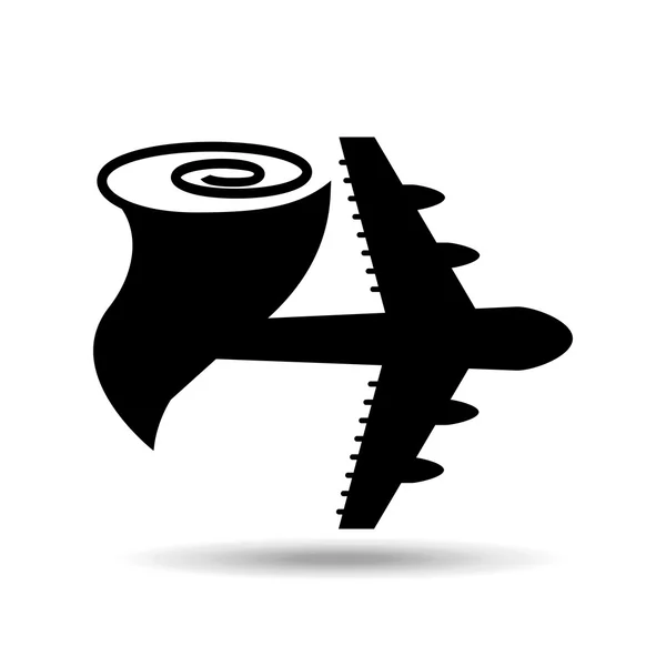 Pictogram vliegtuig en tornado — Stockvector