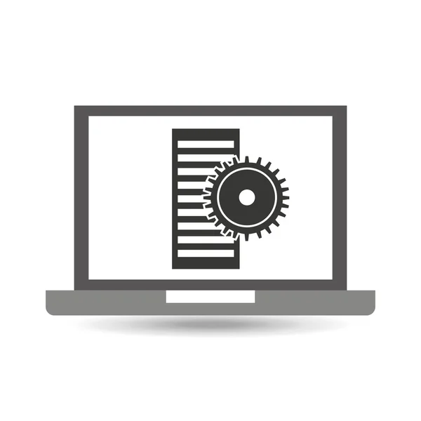 Technologie ordinateur portable cpu engrenage icône graphique — Image vectorielle