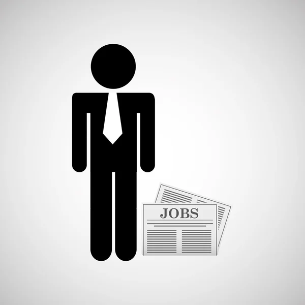 Uomo silhouette icona del business e del design del giornale — Vettoriale Stock