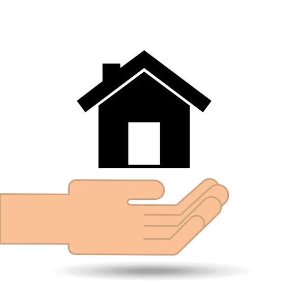 Mão segurando casa casa projeto — Vetor de Stock