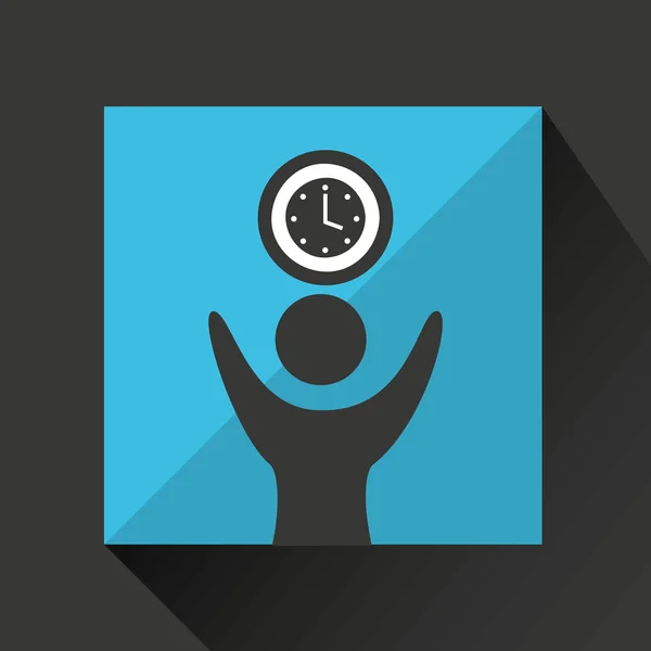 Hombre feliz con reloj timw icono — Vector de stock