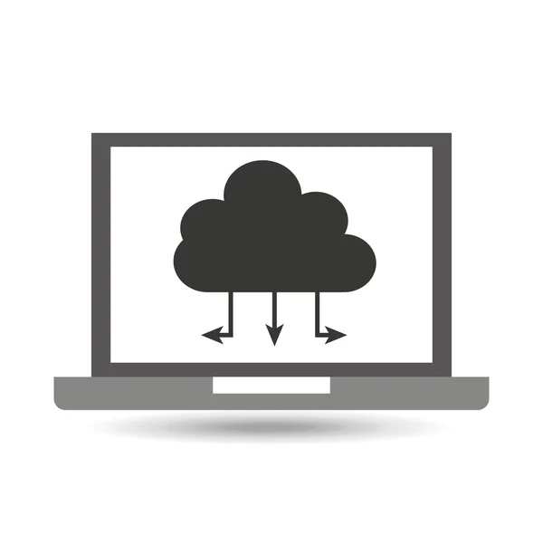 Laptop technology cloud connection icon design — Stock Vector