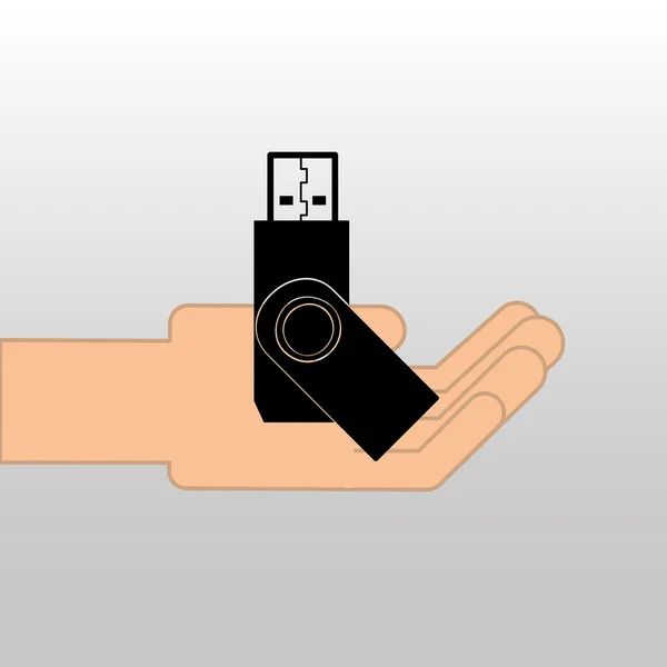 Черный значок USB-накопителя — стоковый вектор