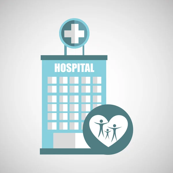 Εικονίδιο οικογένεια νοσοκομείο κτίριο Σταυρός — Διανυσματικό Αρχείο