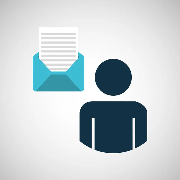 Εικονίδιο σχεδιασμός μήνυμα φάκελο ηλεκτρονικού ταχυδρομείου μπλε άνθρωπος σιλουέτα — Διανυσματικό Αρχείο
