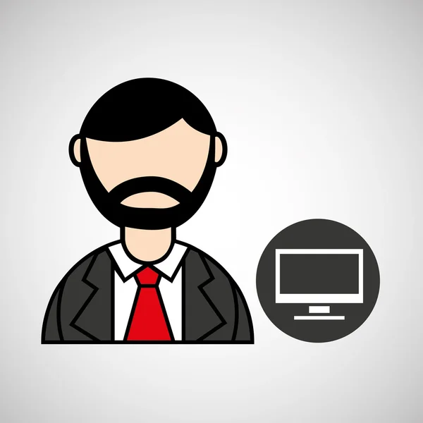 Az ember szakállas pc számítógép ikon — Stock Vector
