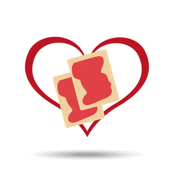 Srdce kreslené cookkie sladké jam ikony designu — Stockový vektor