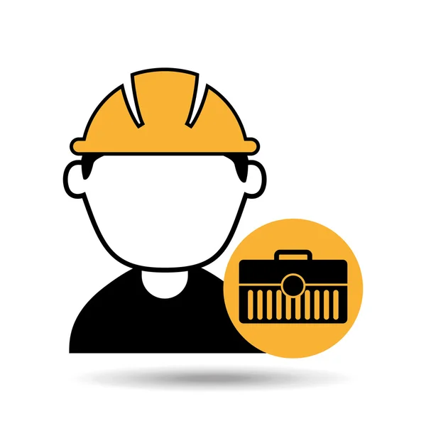 Avatar man construction worker toolbox icon — Stock Vector