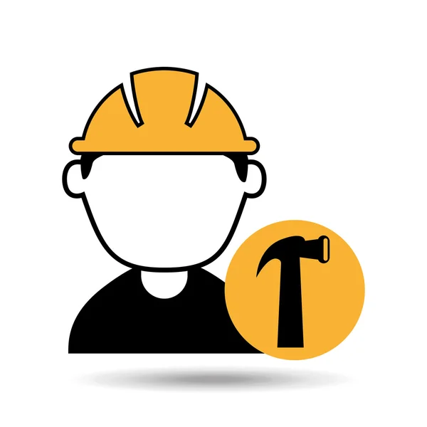 Avatar man construction worker with hammer tool icon — Stock Vector