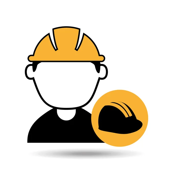 Avatar man construction worker with helmet icon — Stock Vector