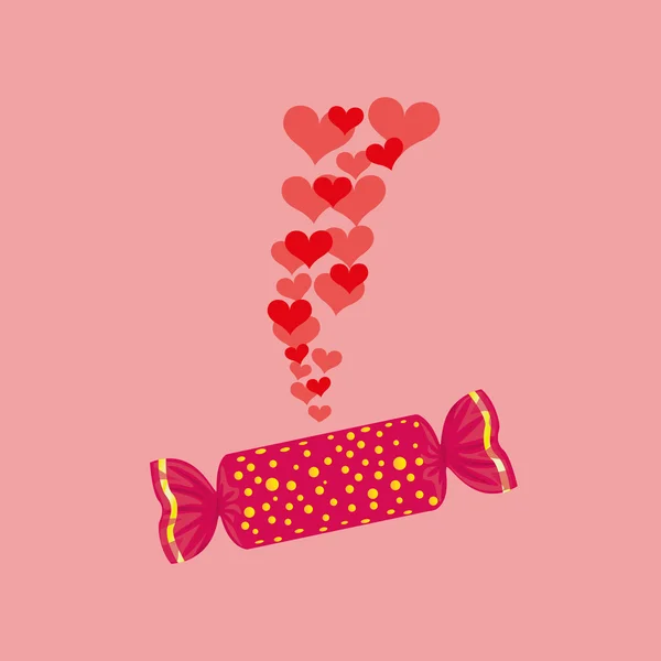 Srdce kreslený červené bonbóny sladké ikonu design — Stockový vektor