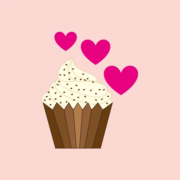 Herz cartoon süß cup cake chip candy icon design — Stockvektor