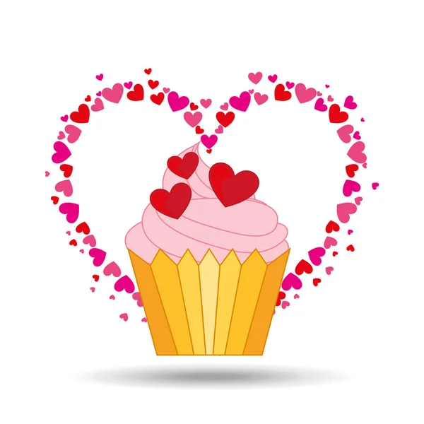Desenho animado coração doce design de ícone de creme rosa — Vetor de Stock