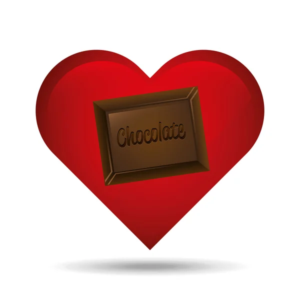 Coeur dessin animé chocolat barre icône douce design — Image vectorielle