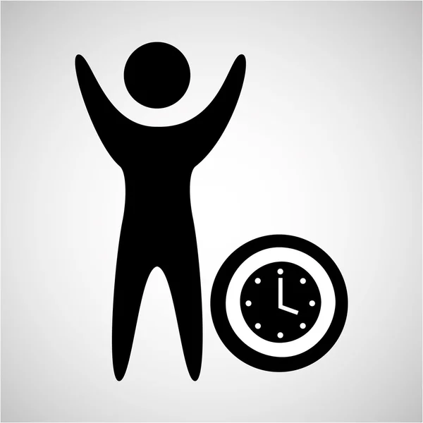 Homme heureux avec horloge timw icône — Image vectorielle