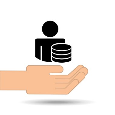 karakter para birimi para tasarımı tutan el