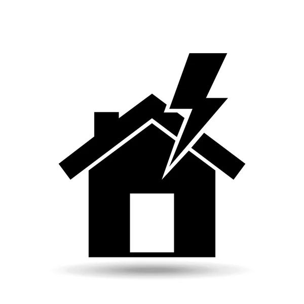 房子和闪电图标 — 图库矢量图片
