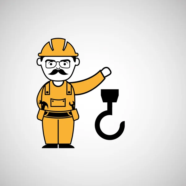 Hook man worker construction design icon — Stock Vector