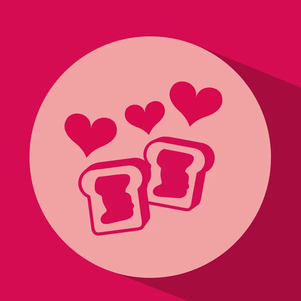 Corazón rojo dibujos animados cookie jam icono de diseño — Archivo Imágenes Vectoriales