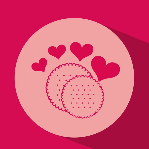 Srdce červené kreslený cookie ikony designu — Stockový vektor