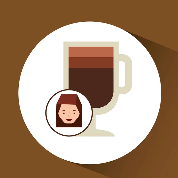 Kvinna söt kopp kaffe cool grafik — Stock vektor
