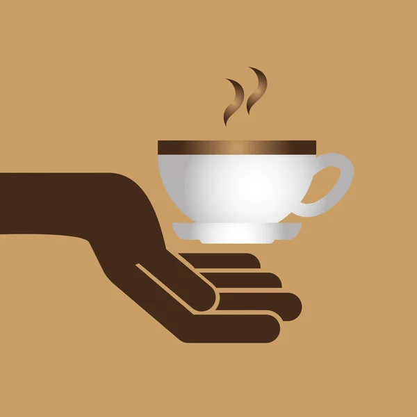 Cupcake dessin animé doux avec tasse café icône chaude graphique — Image vectorielle