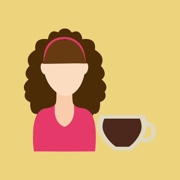 Personaje chica soda café icono gráfico — Vector de stock