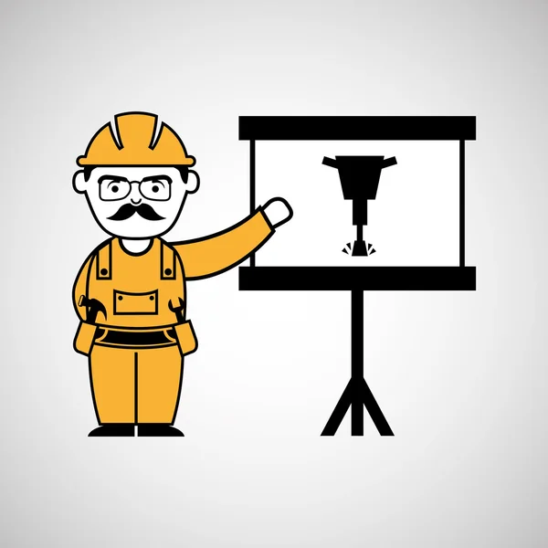 Construcción hombre martillo neumático icono gráfico — Vector de stock