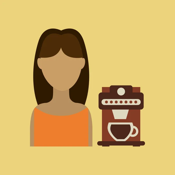 Девушка бумага чашка кофе соломы иконка графика — стоковый вектор