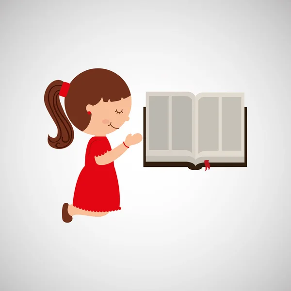 可爱的小女孩有福的圣经图形 — 图库矢量图片