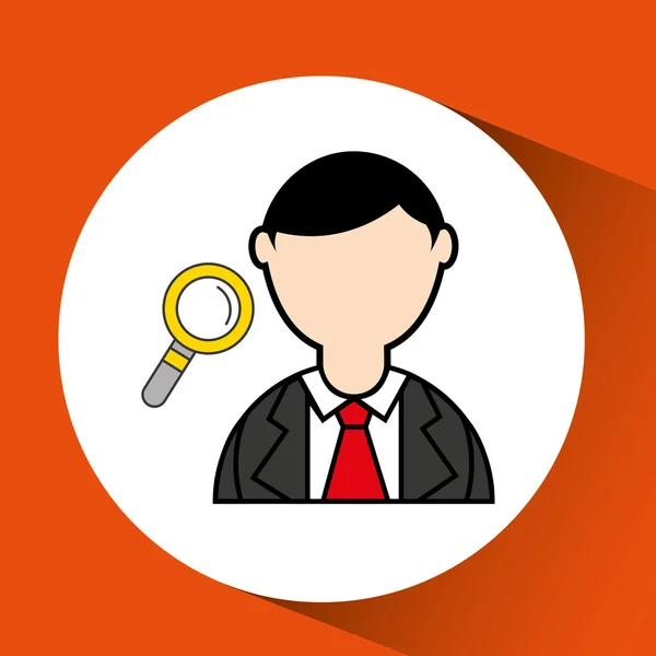 Avatar man with suit and searching graphic — Stock Vector