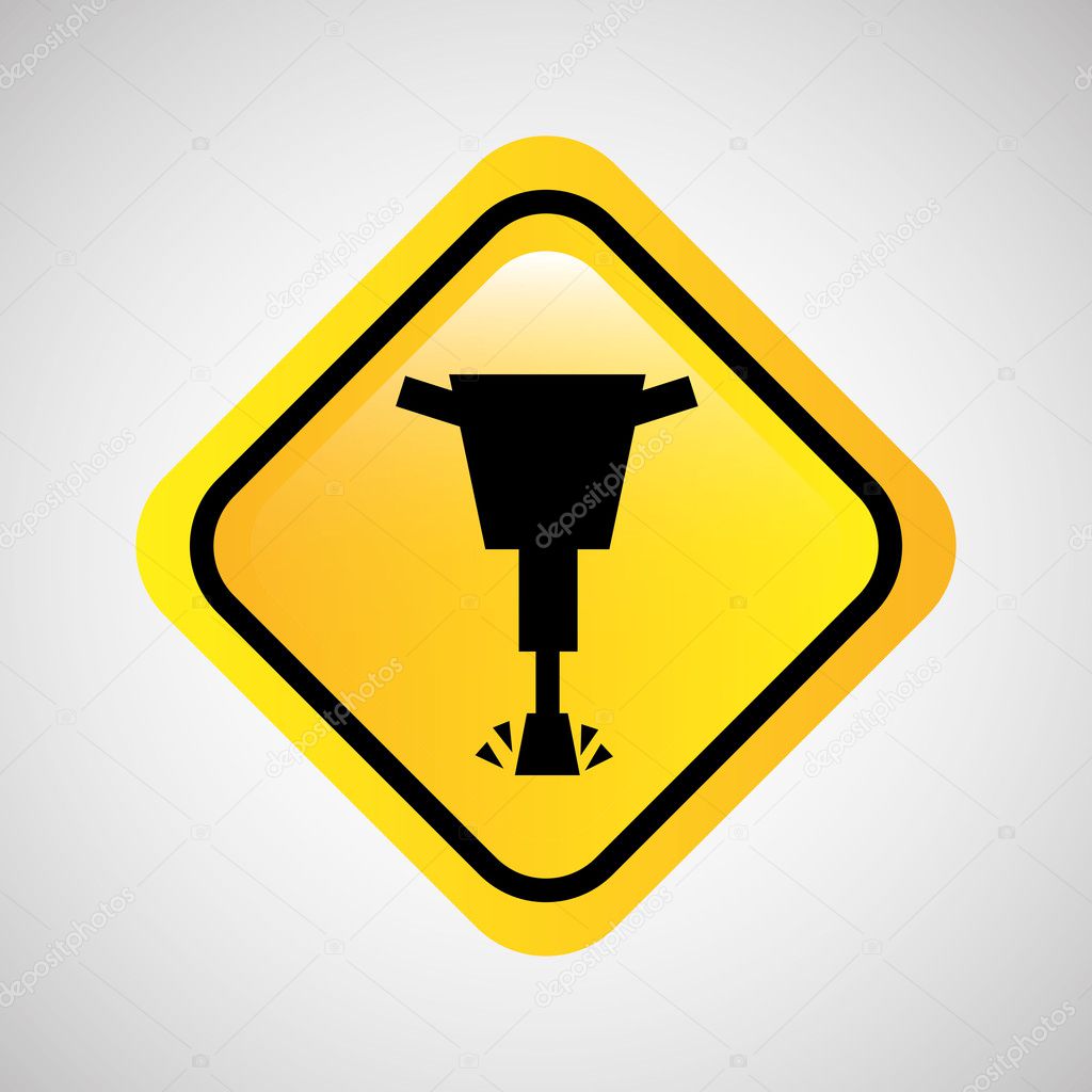 Jackhammer construction icon metal yellow design vector illustration