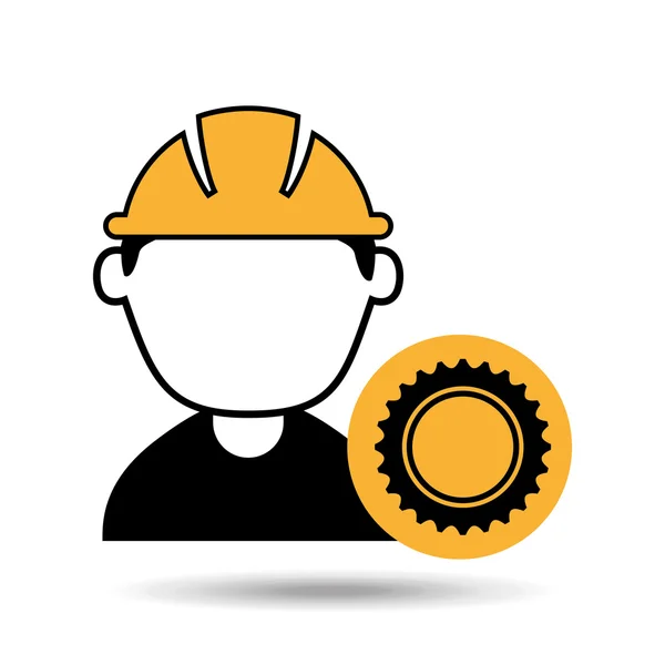 Avatar man construction worker with gear engine icon — Stock Vector