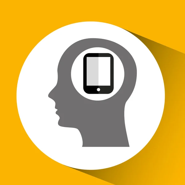 Silhouet hoofd met smartphone technologie pictogram — Stockvector