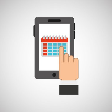 elini tut izole simgesi smartphone ve takvim tasarım düz