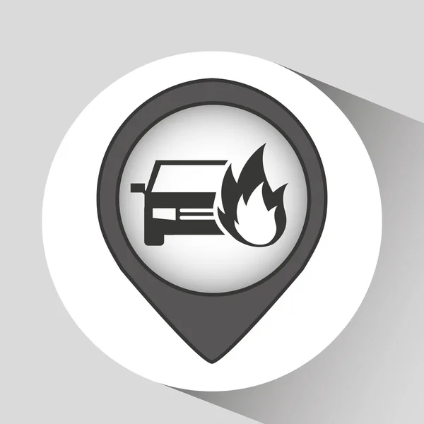 Car and flame icon — Stock Vector