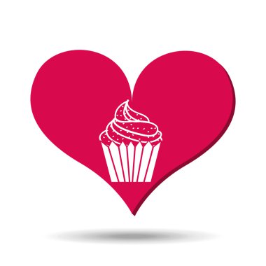 kalp kırmızı çizgi film siluet cupcake simgesi tasarım