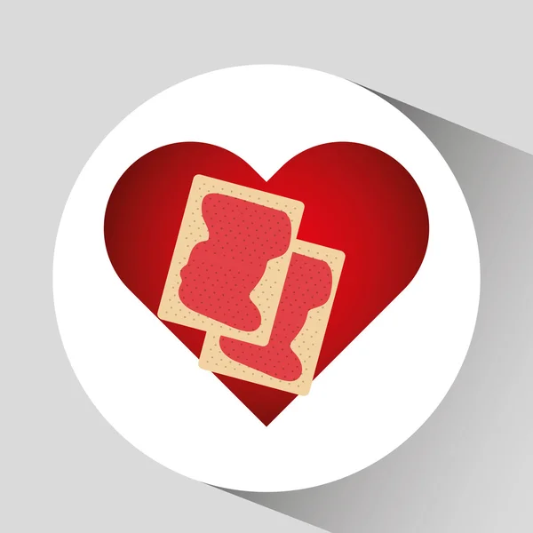 Heart cartoon cookkie sweet jam icon design — стоковый вектор