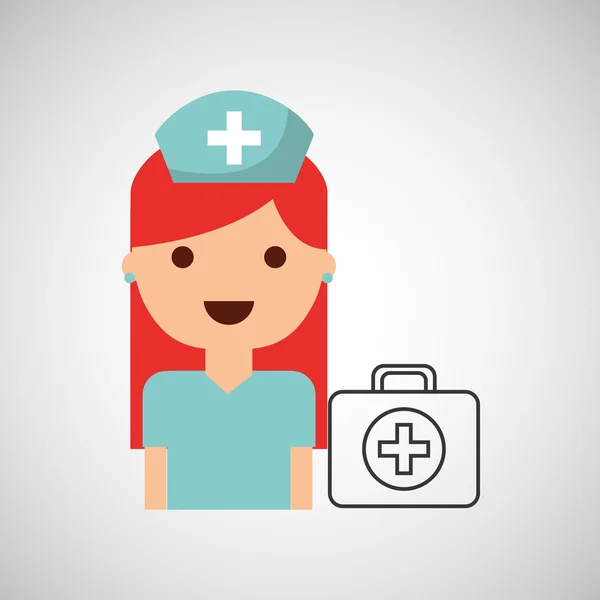 Kit cartone animato infermiere disegno di primo soccorso — Vettoriale Stock