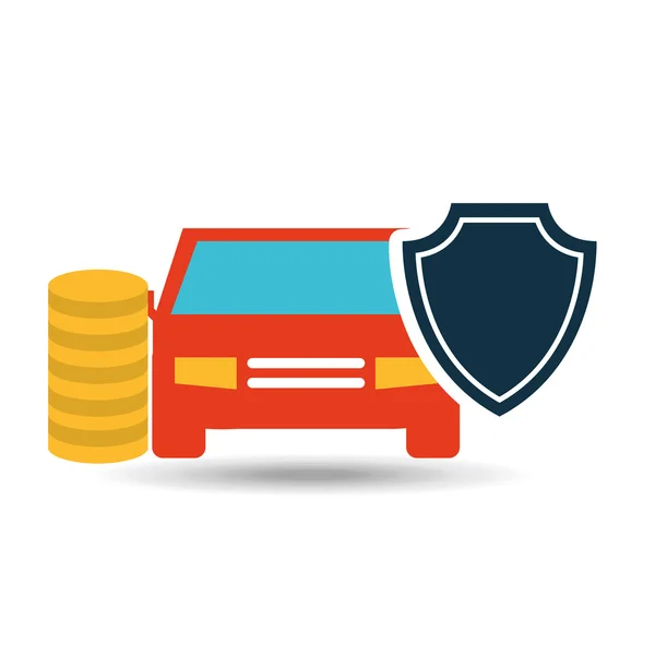 Insurance protection car money safety design — Stock Vector