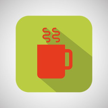 çizgi film fincan kahve gölge yeşil arka plan ile sıcak