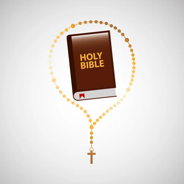 天主教念珠和神圣的圣经图标设计 — 图库矢量图片