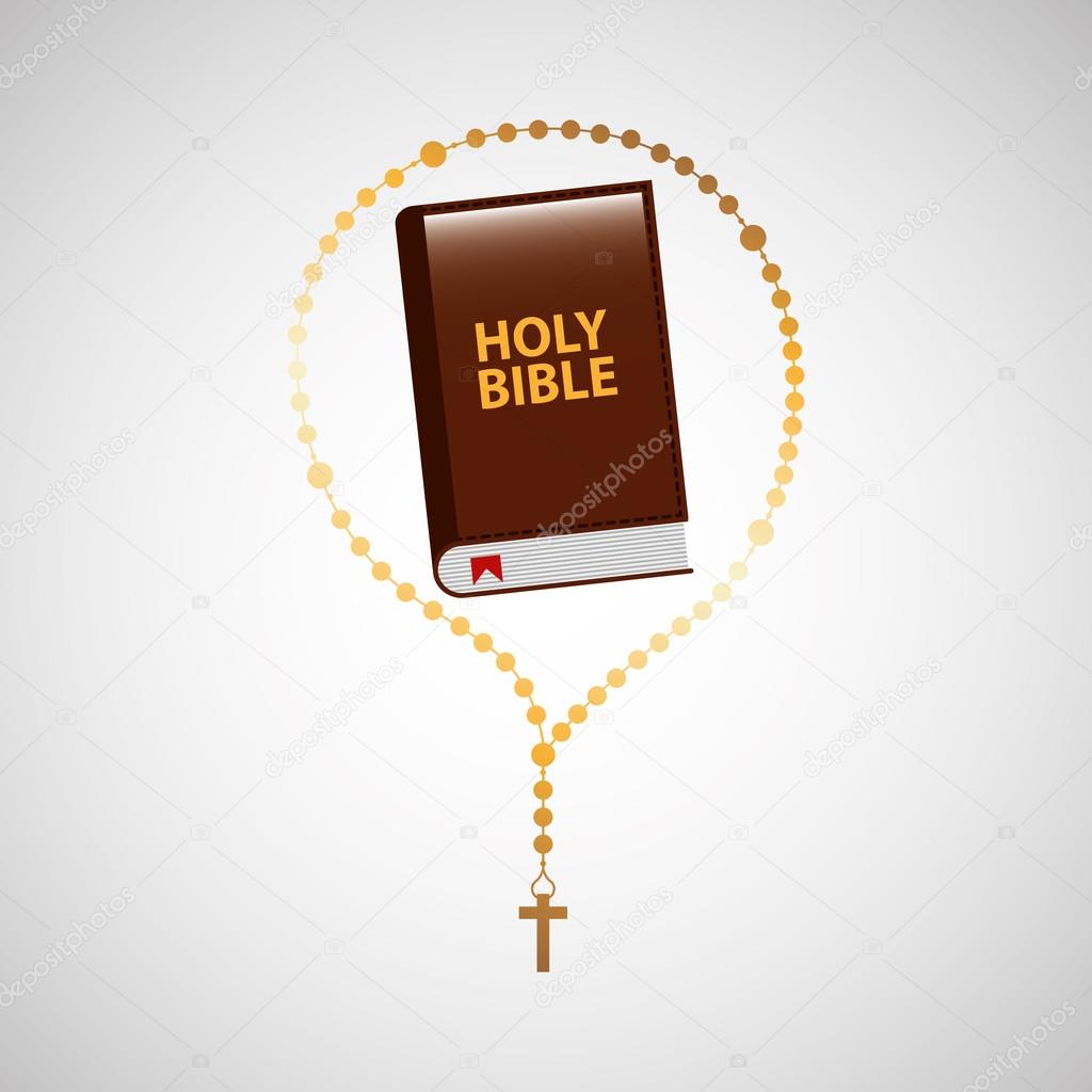 catholic rosary and holy bible icon design