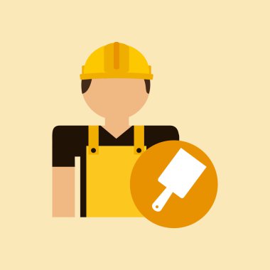 karakter inşaat adam araç kutusu fırça ile