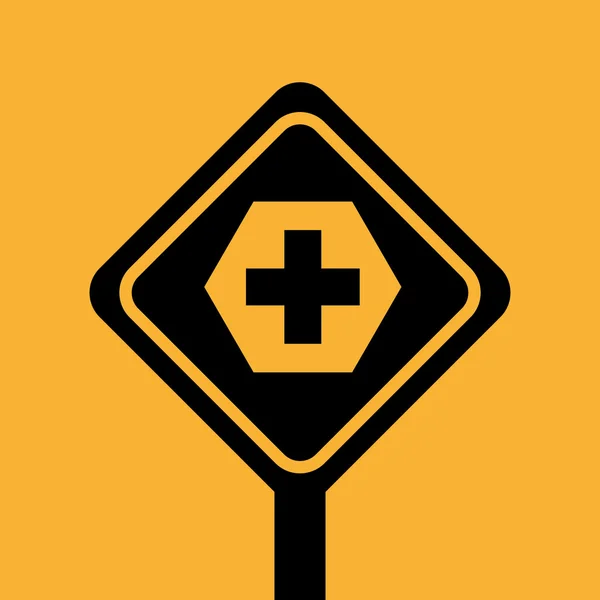 Building hospital cross icon graphic — Stock Vector