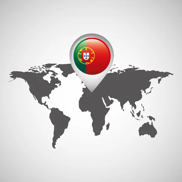 Projekt mapy pin flaga Portugalii — Wektor stockowy